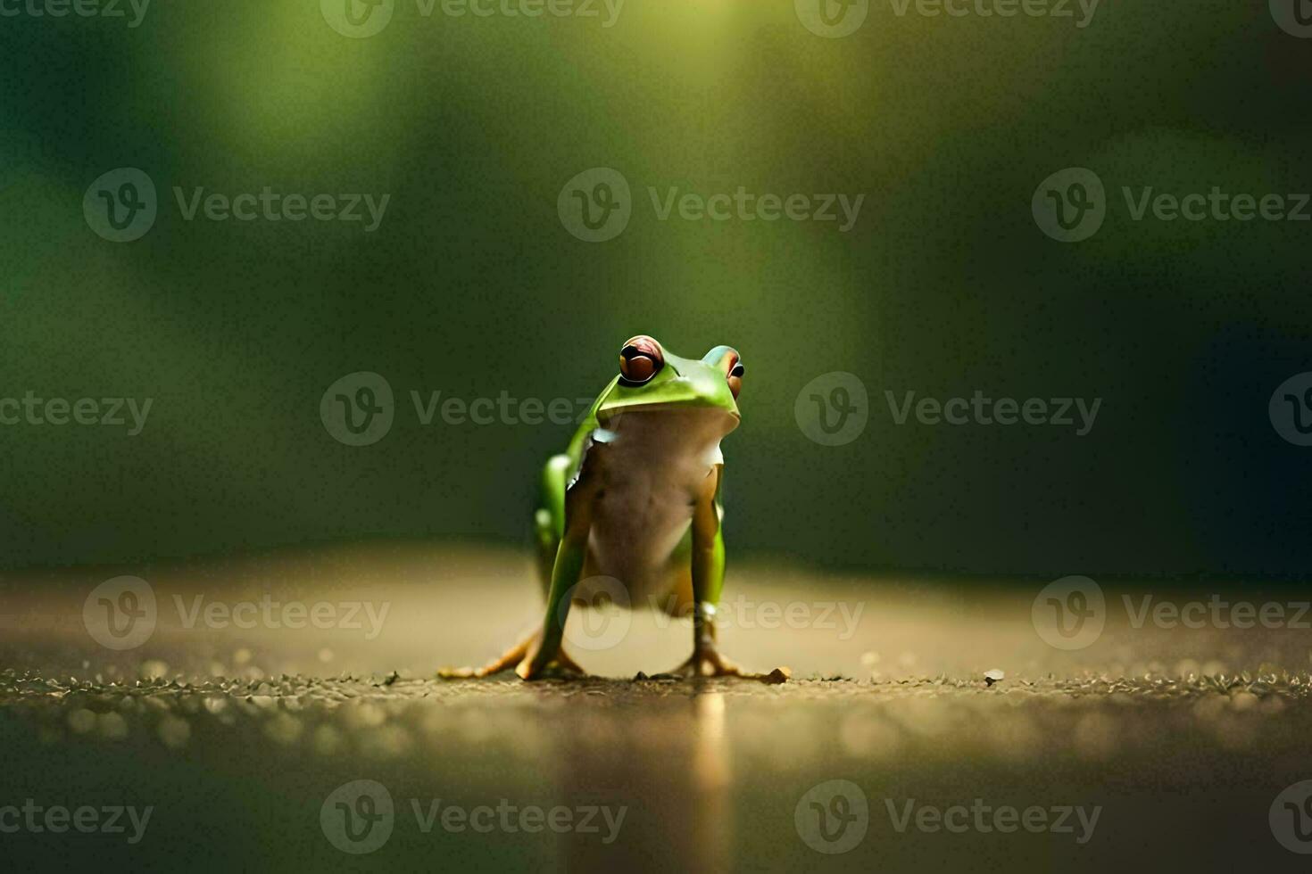 a frog is standing on a dark surface. AI-Generated photo