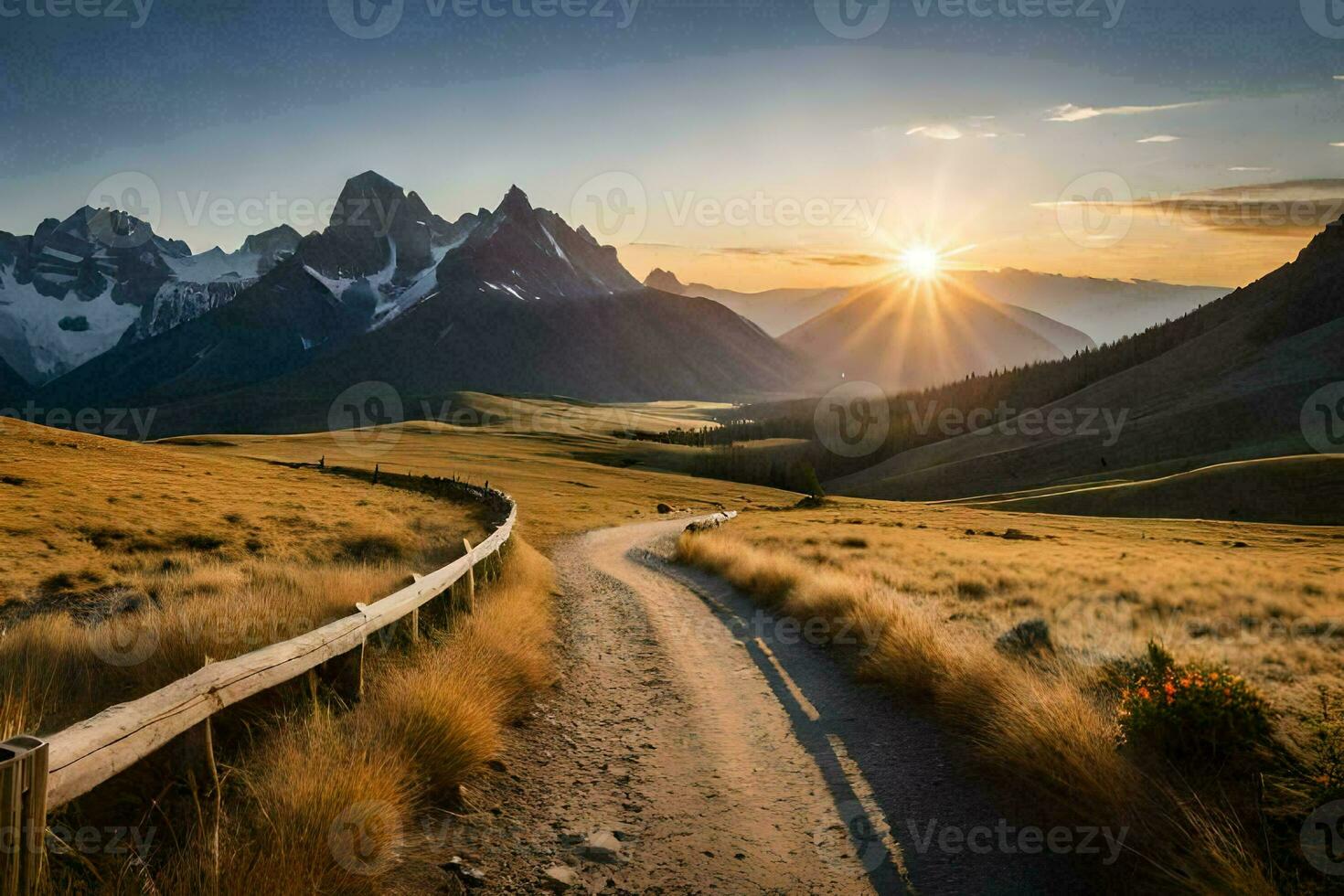 el la carretera a el dolomitas. generado por ai foto