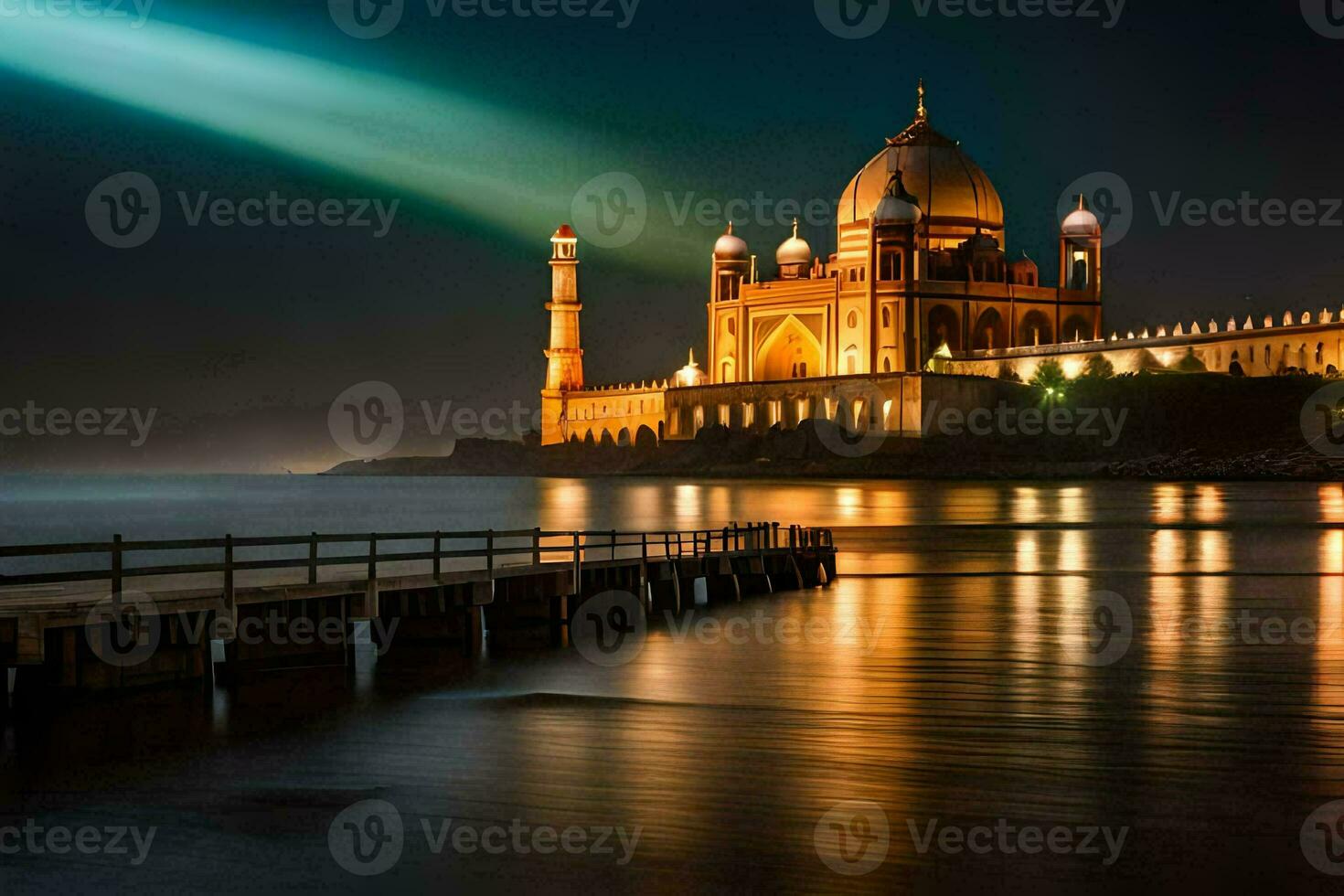 the taj mahal at night. AI-Generated photo