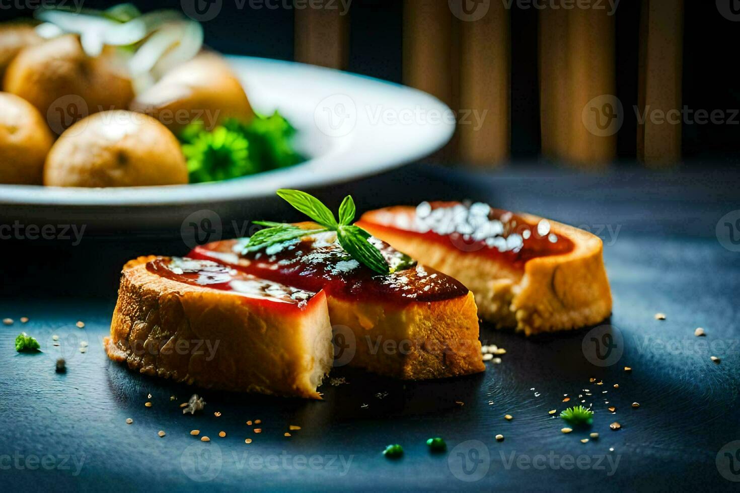 two slices of cheese and a piece of bread with jam. AI-Generated photo