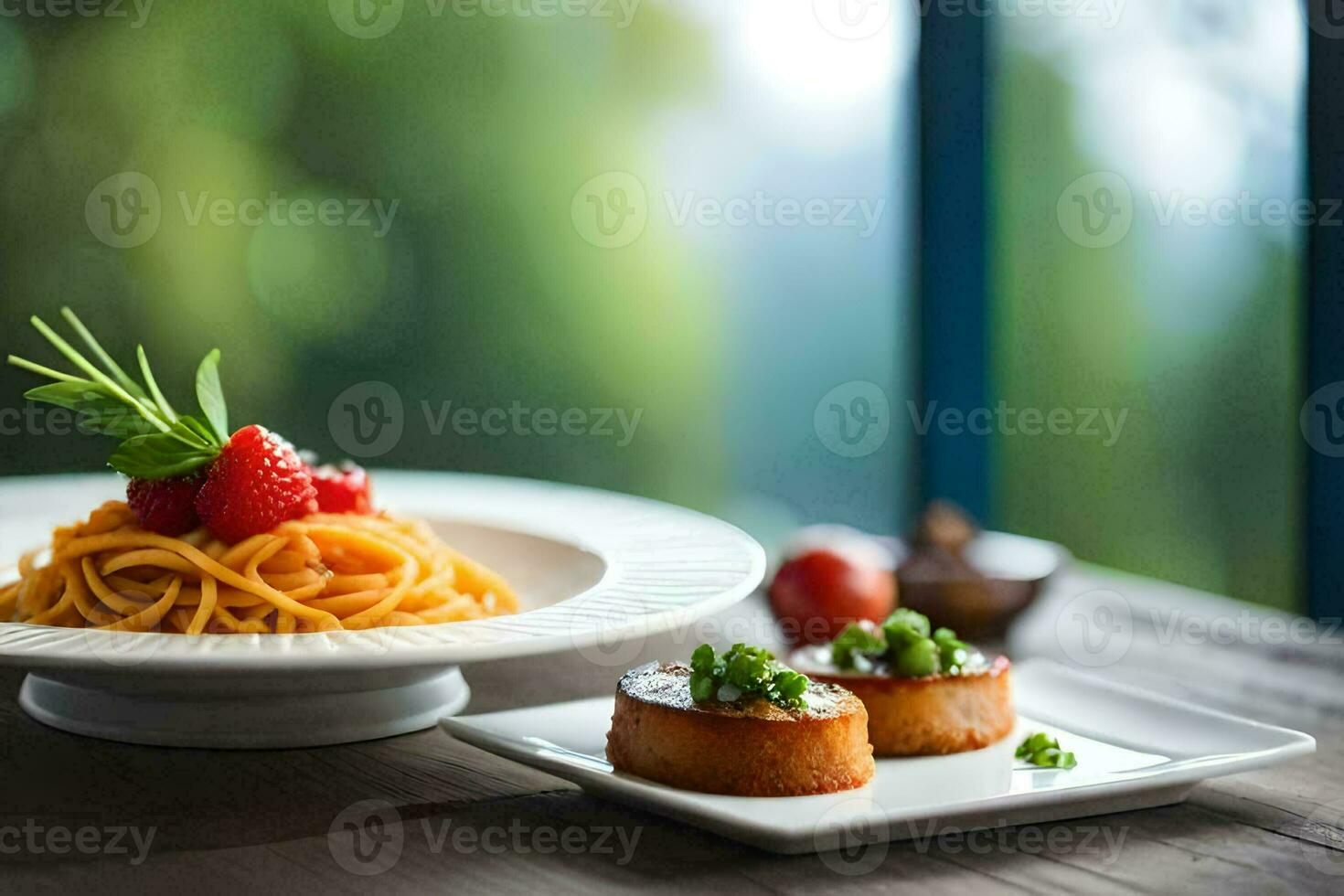 food at or somewhere near the hotel. AI-Generated photo