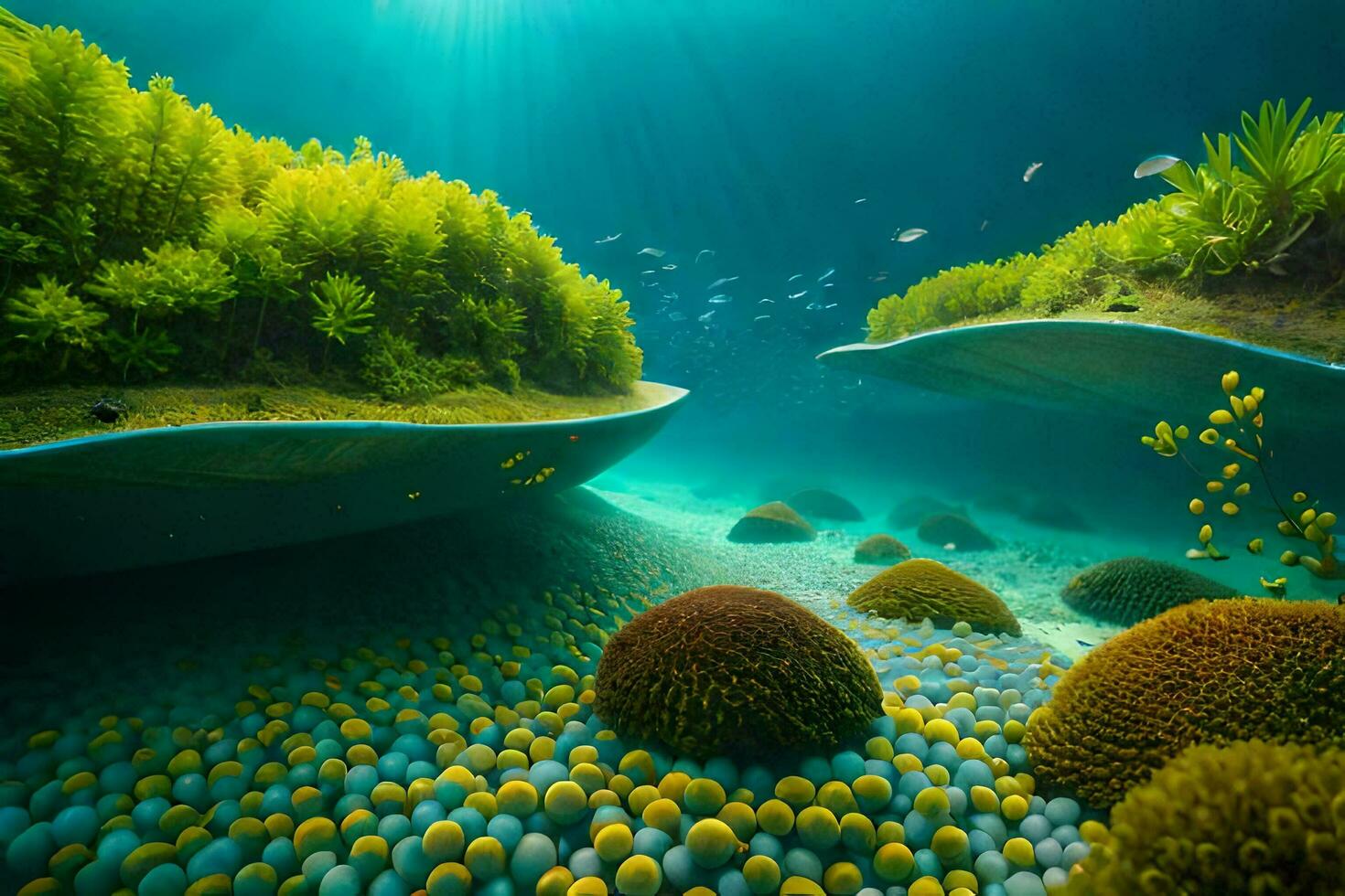 the underwater world of the ocean. AI-Generated photo