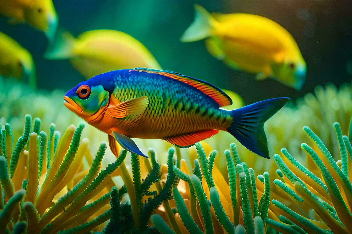 a colorful fish in an underwater reef. AI-Generated photo