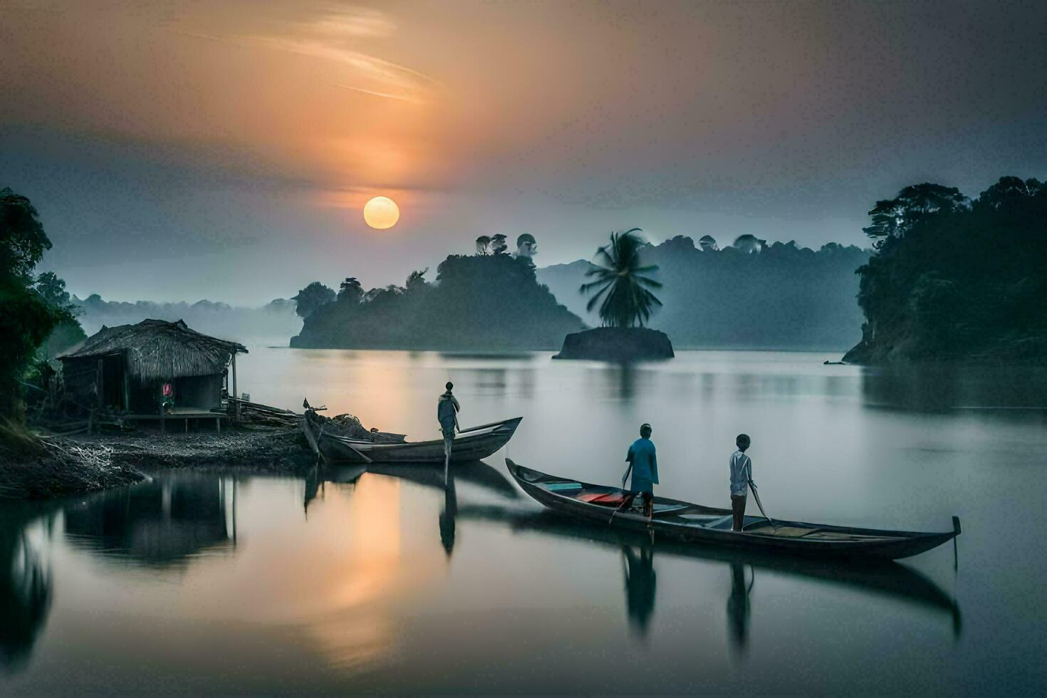 el amanecer en el Amazonas. generado por ai foto