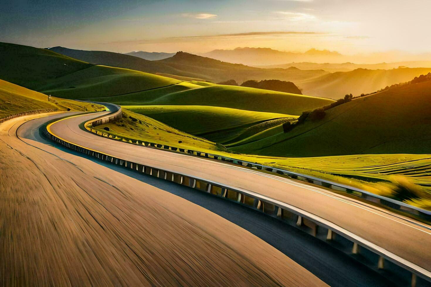 a winding road in the mountains. AI-Generated photo