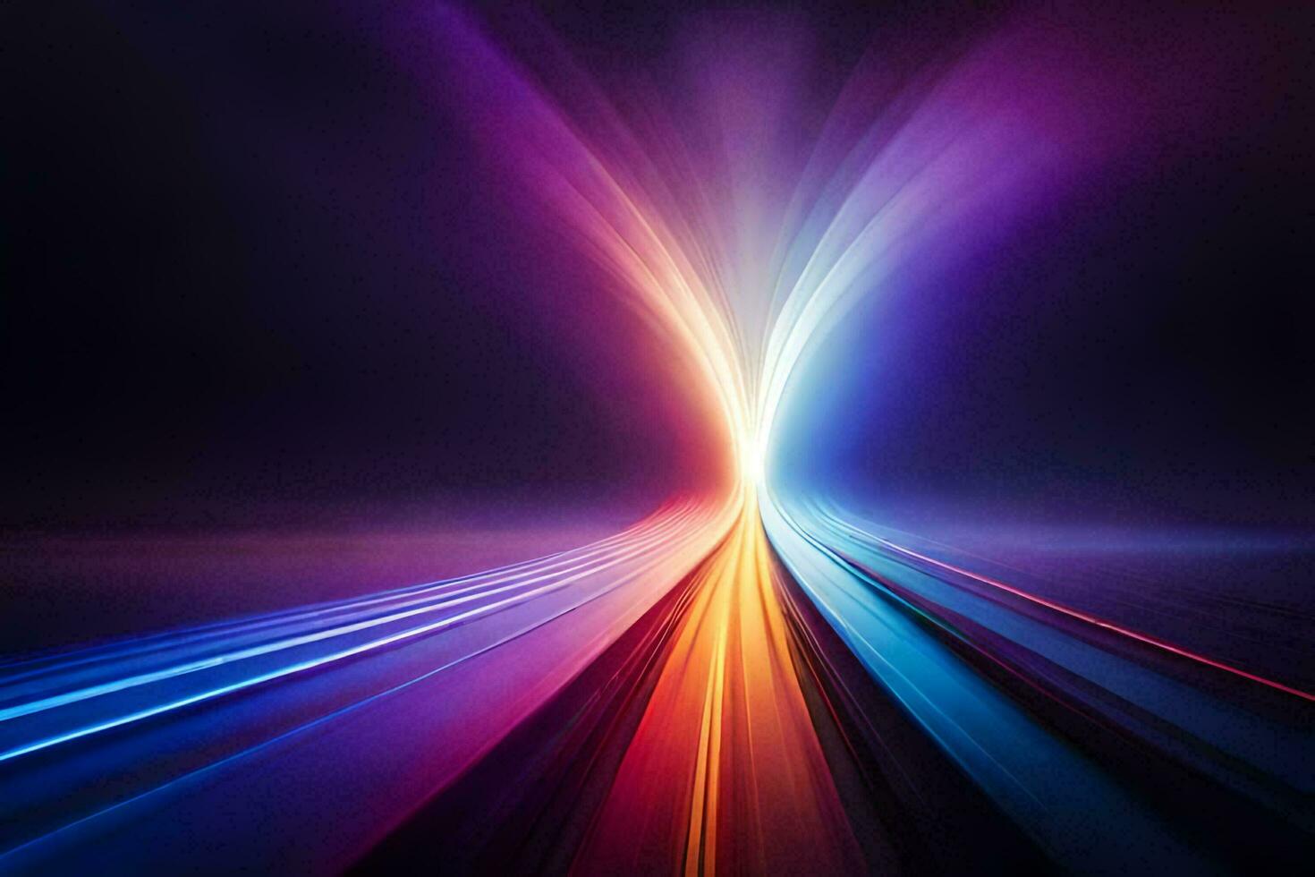 a colorful light trail is seen in the dark. AI-Generated photo