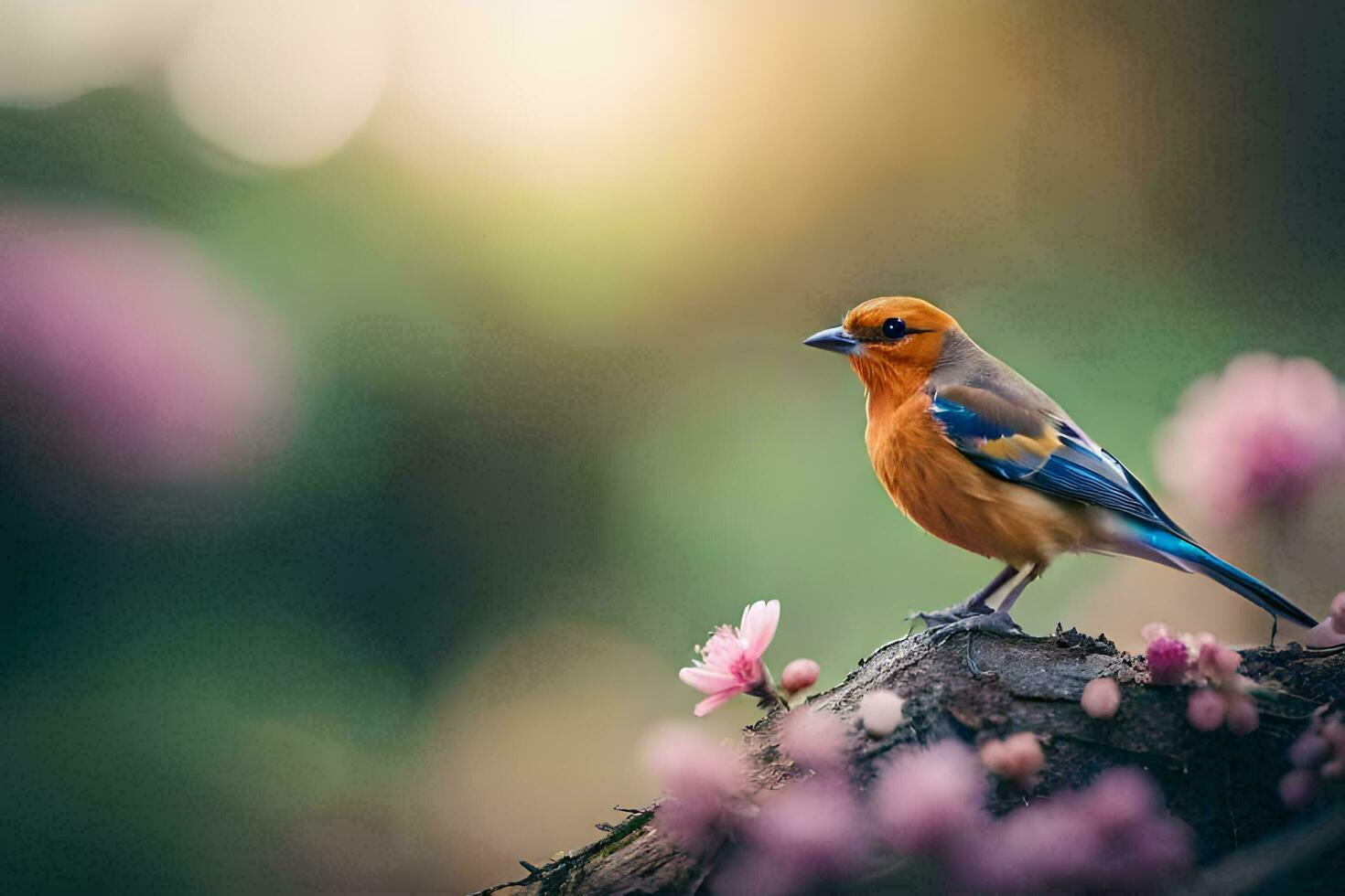 photo wallpaper bird, the sun, flowers, the bird, the bird, the bird, the. AI-Generated