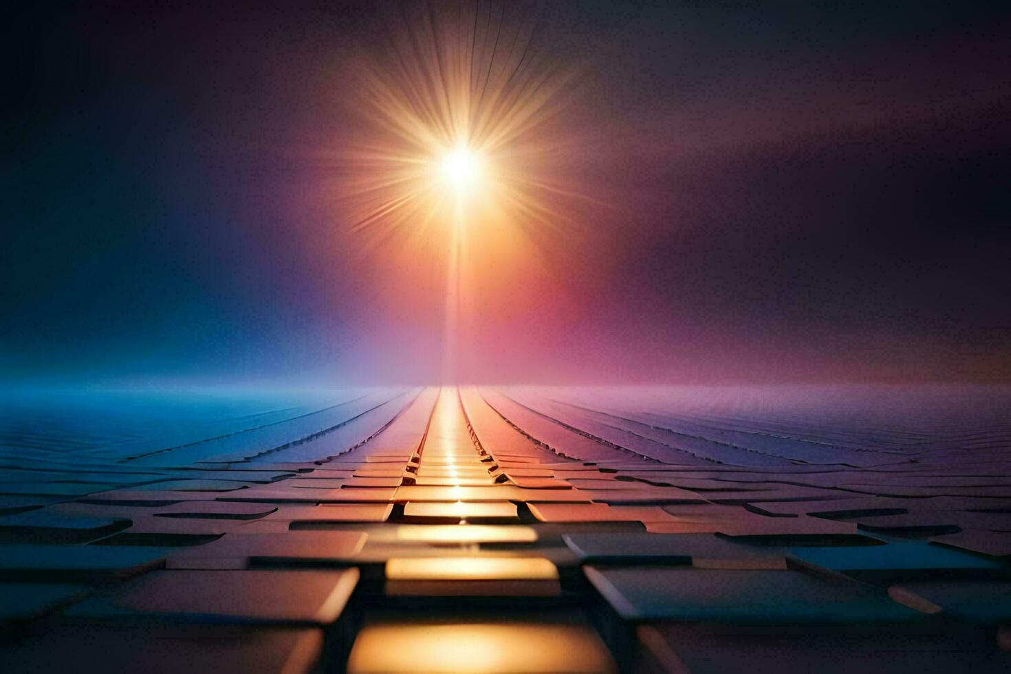 a bright light shining through the sky. AI-Generated photo