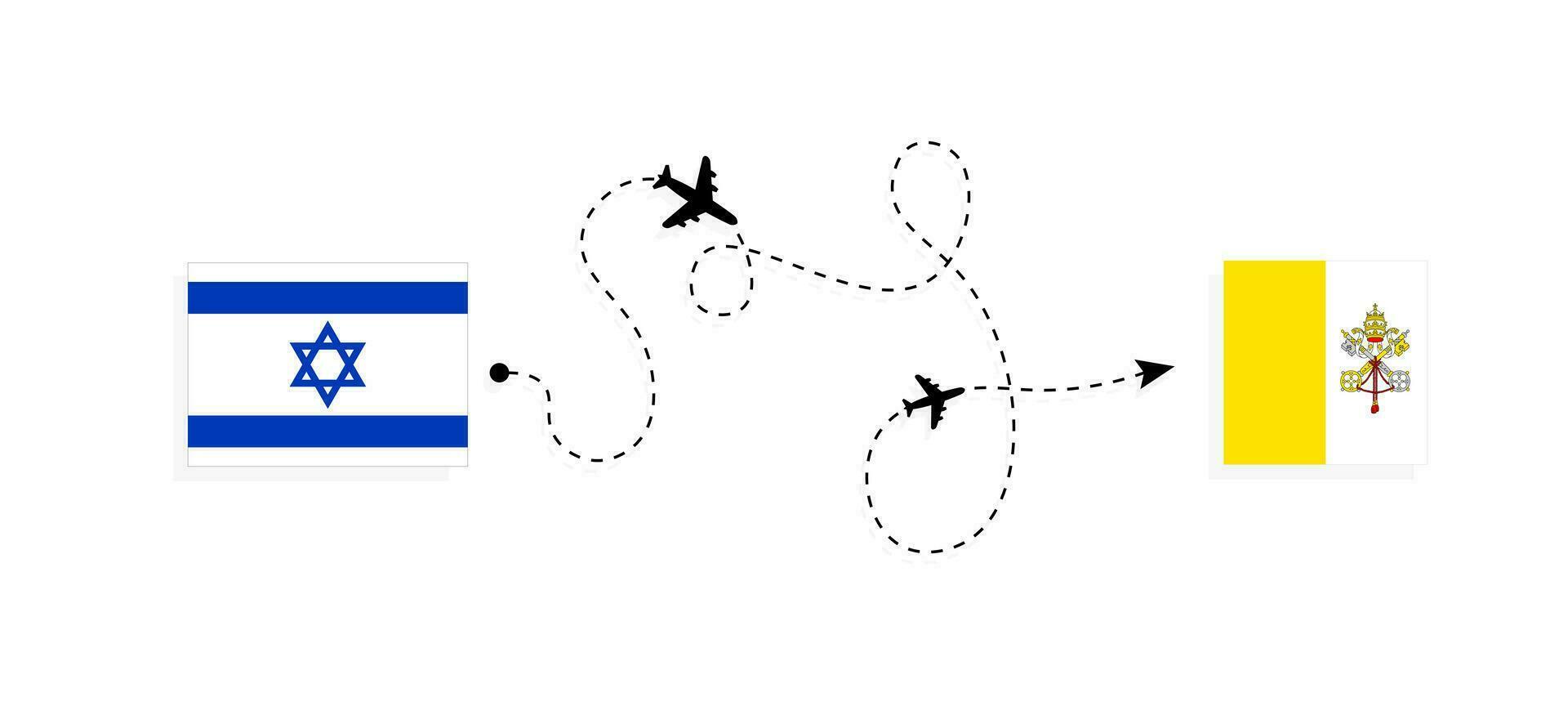 vuelo y viaje desde Israel a Vaticano por pasajero avión viaje concepto vector