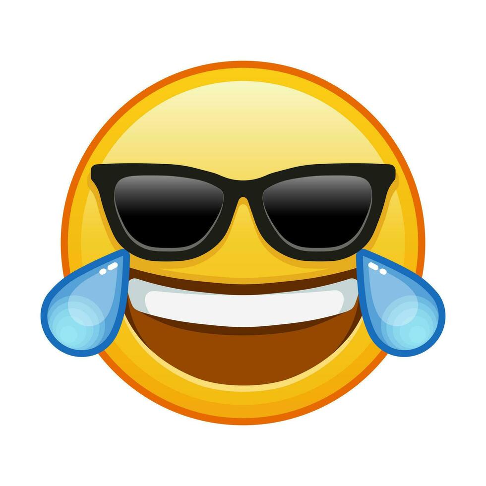 Face with tears of joy with sunglasses Large size of yellow emoji smile vector