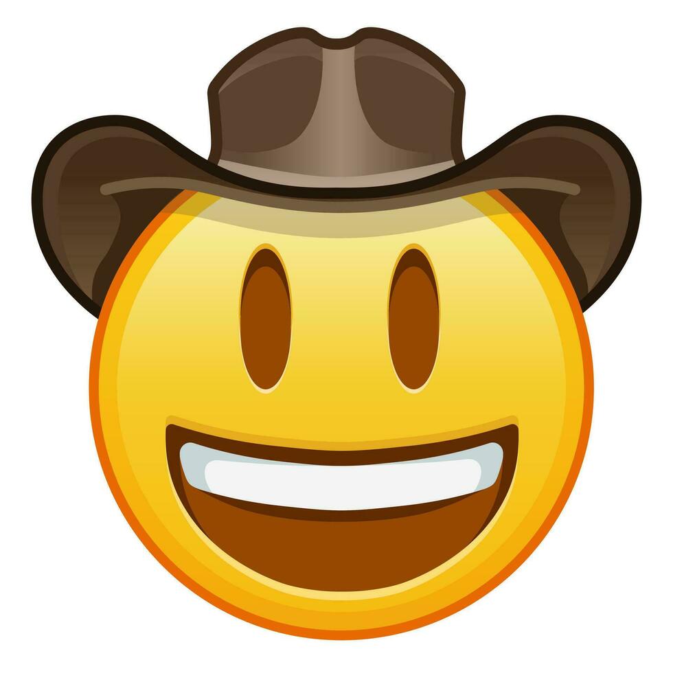 Cowboy hat face Large size of yellow emoji smile vector