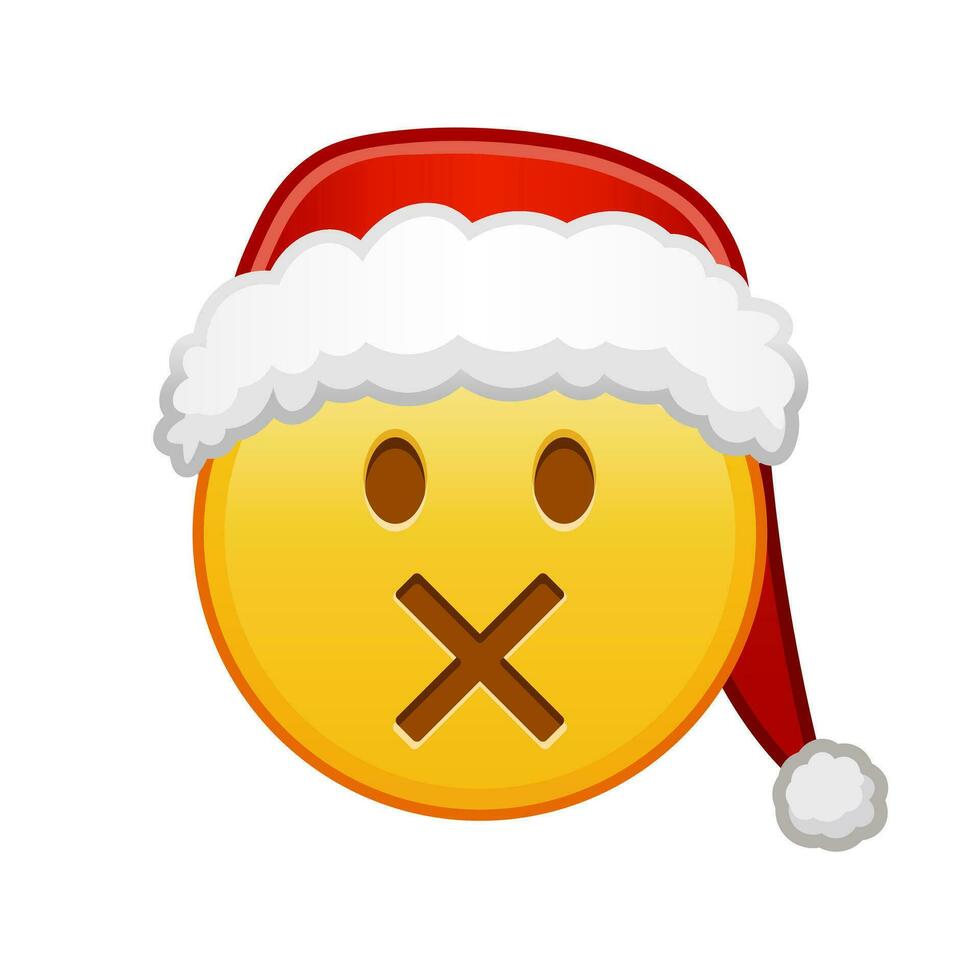 Christmas face with crossed-out mouth Large size of yellow emoji smile vector