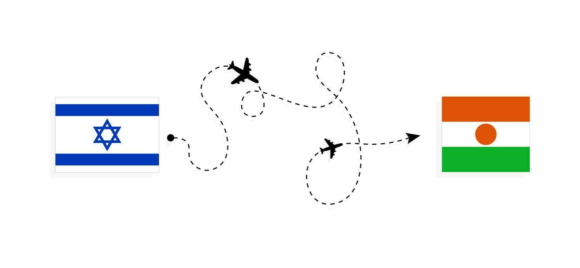 vuelo y viaje desde Israel a Níger por pasajero avión viaje concepto vector