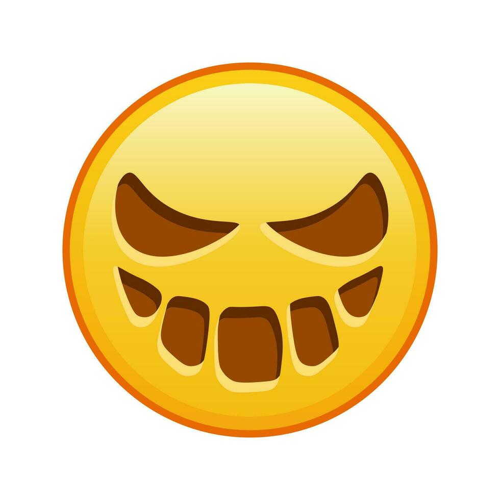 de miedo Víspera de Todos los Santos cara grande Talla de amarillo emoji sonrisa vector