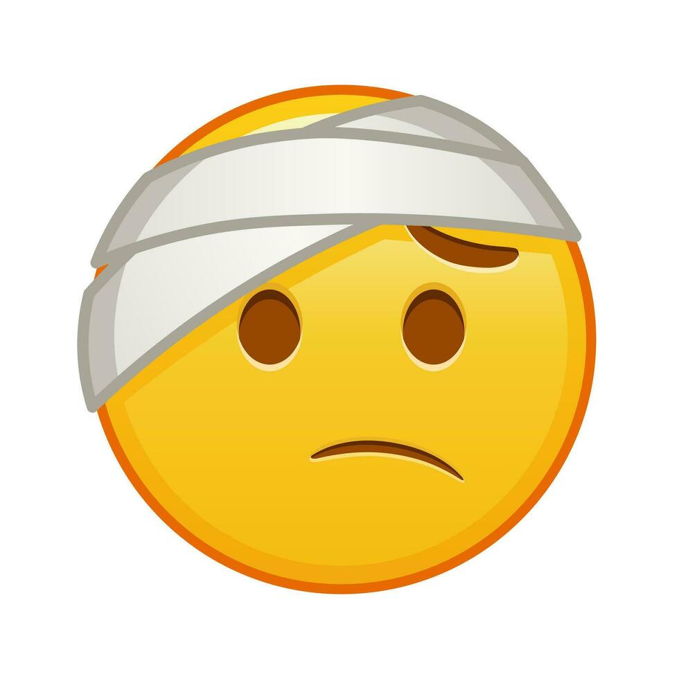 Face with head-bandage Large size of yellow emoji smile vector