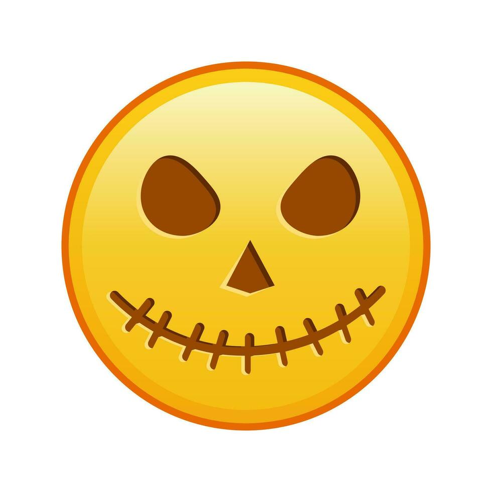 Scary halloween face Large size of yellow emoji smile vector
