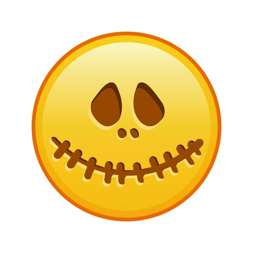 Scary halloween face Large size of yellow emoji smile vector