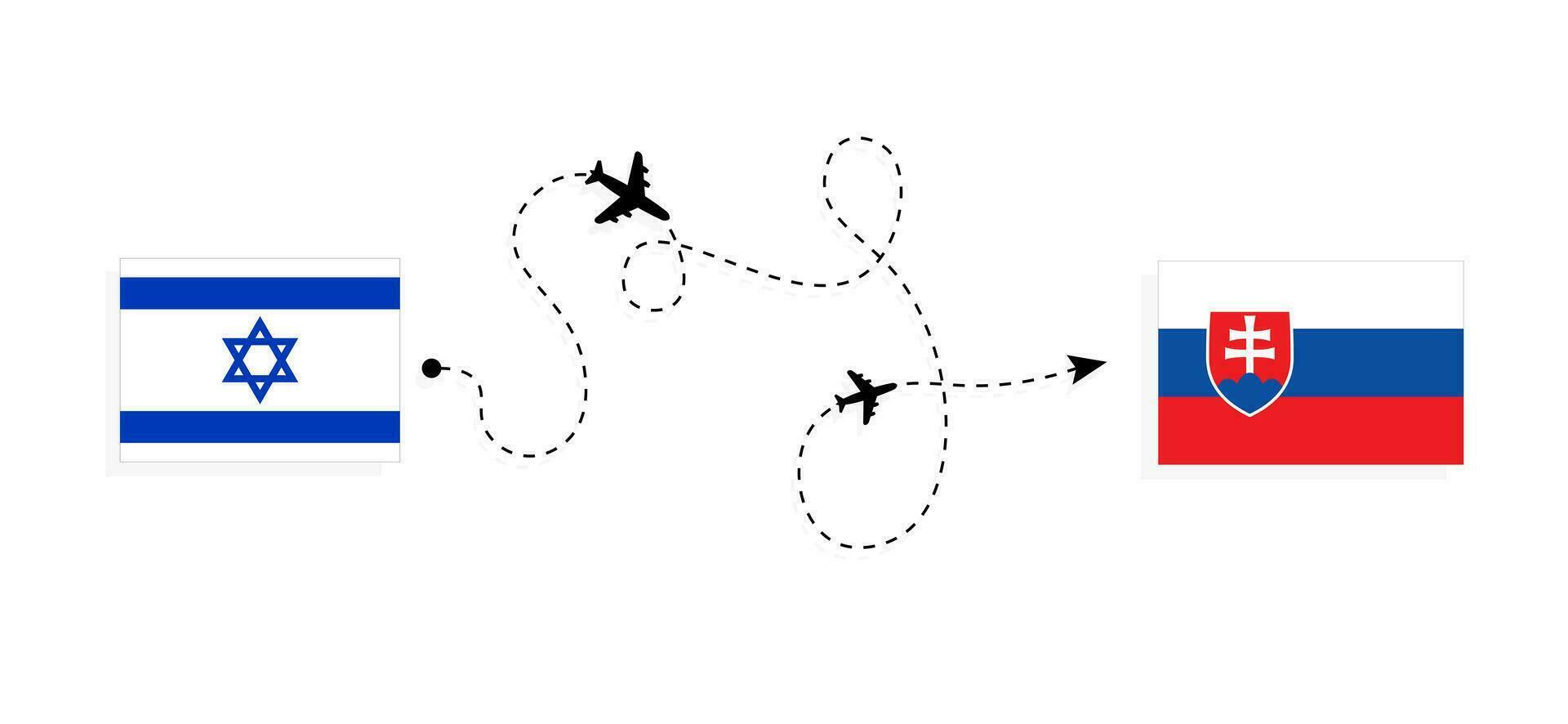 vuelo y viaje desde Israel a Eslovaquia por pasajero avión viaje concepto vector