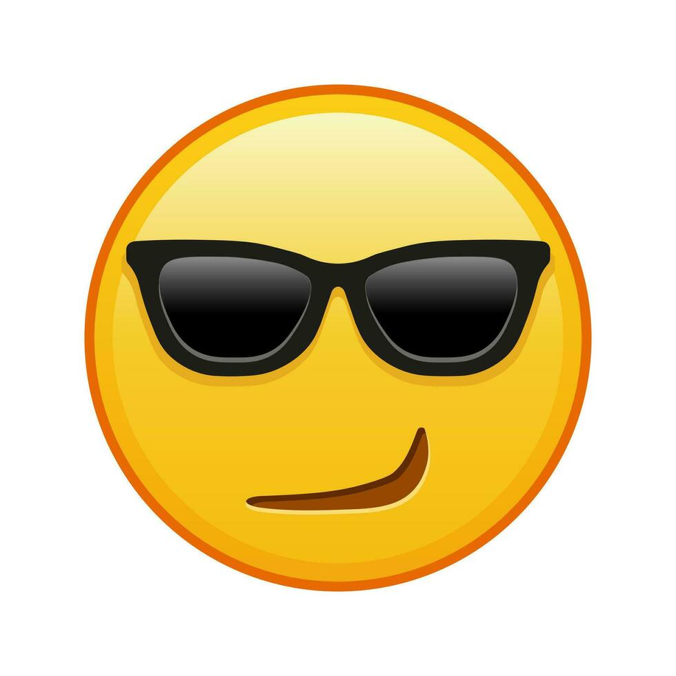Grinning flirting face with sunglasses Large size of yellow emoji smile vector