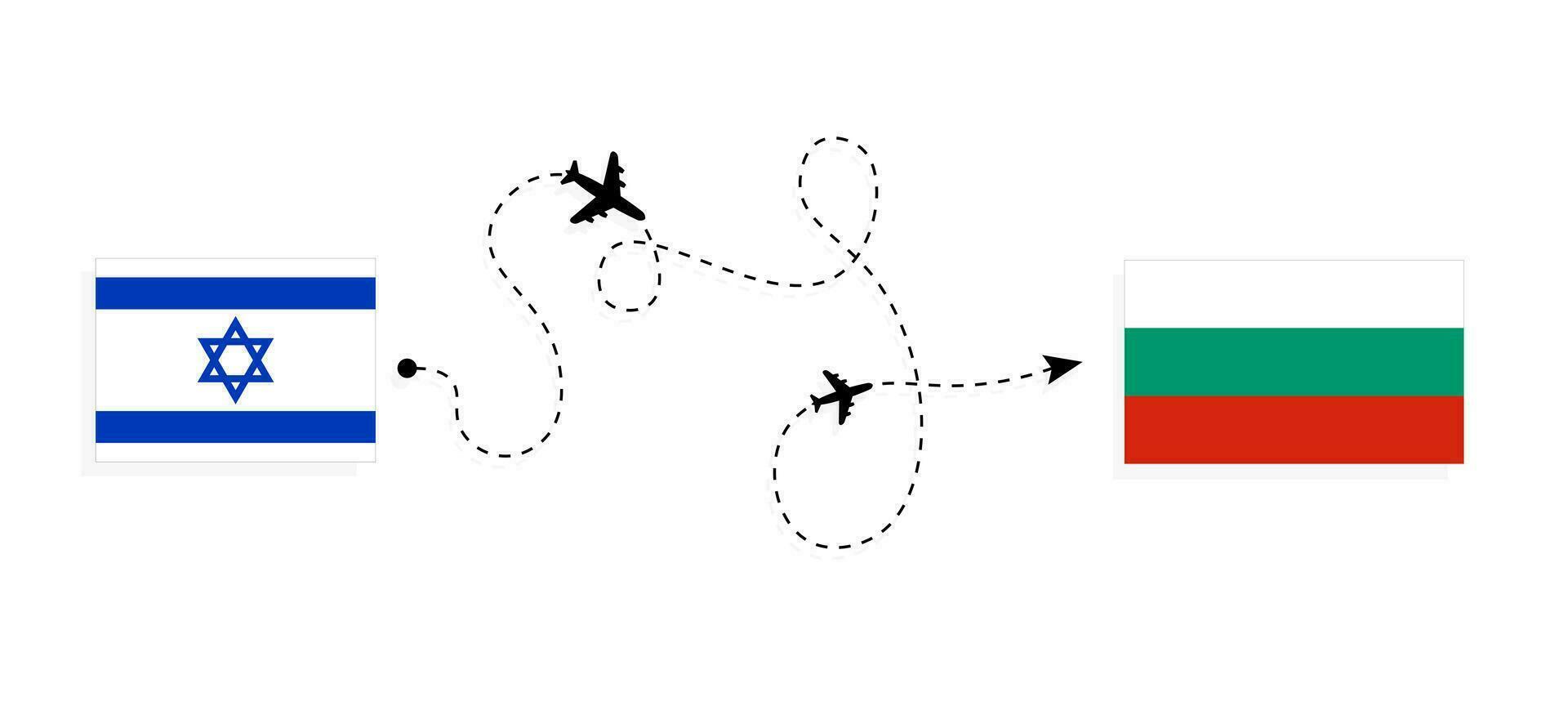 vuelo y viaje desde Israel a Bulgaria por pasajero avión viaje concepto vector