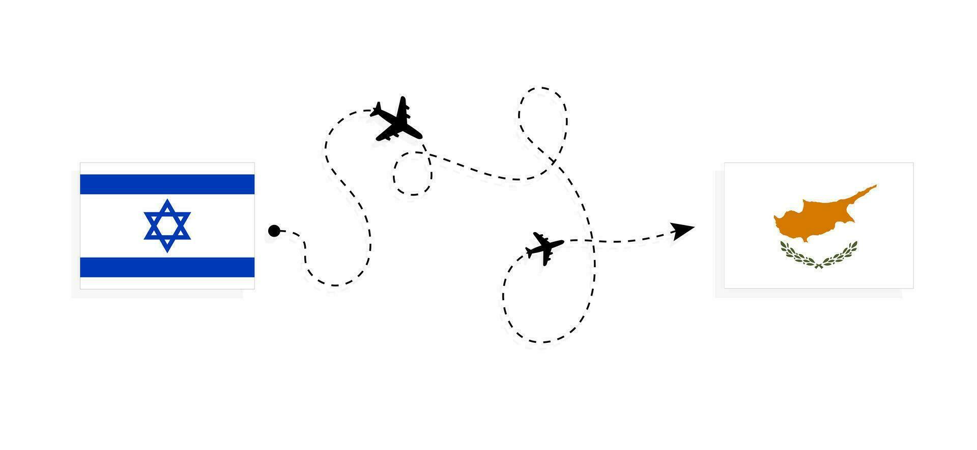 vuelo y viaje desde Israel a Chipre por pasajero avión viaje concepto vector