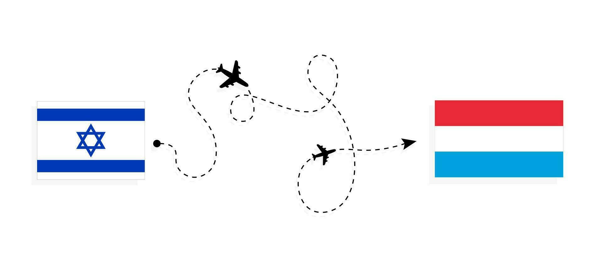 vuelo y viaje desde Israel a Luxemburgo por pasajero avión viaje concepto vector