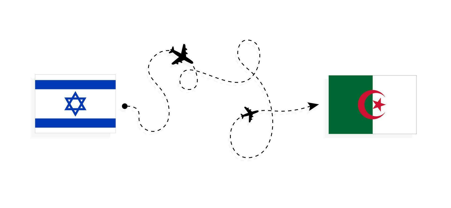 vuelo y viaje desde Israel a Argelia por pasajero avión viaje concepto vector