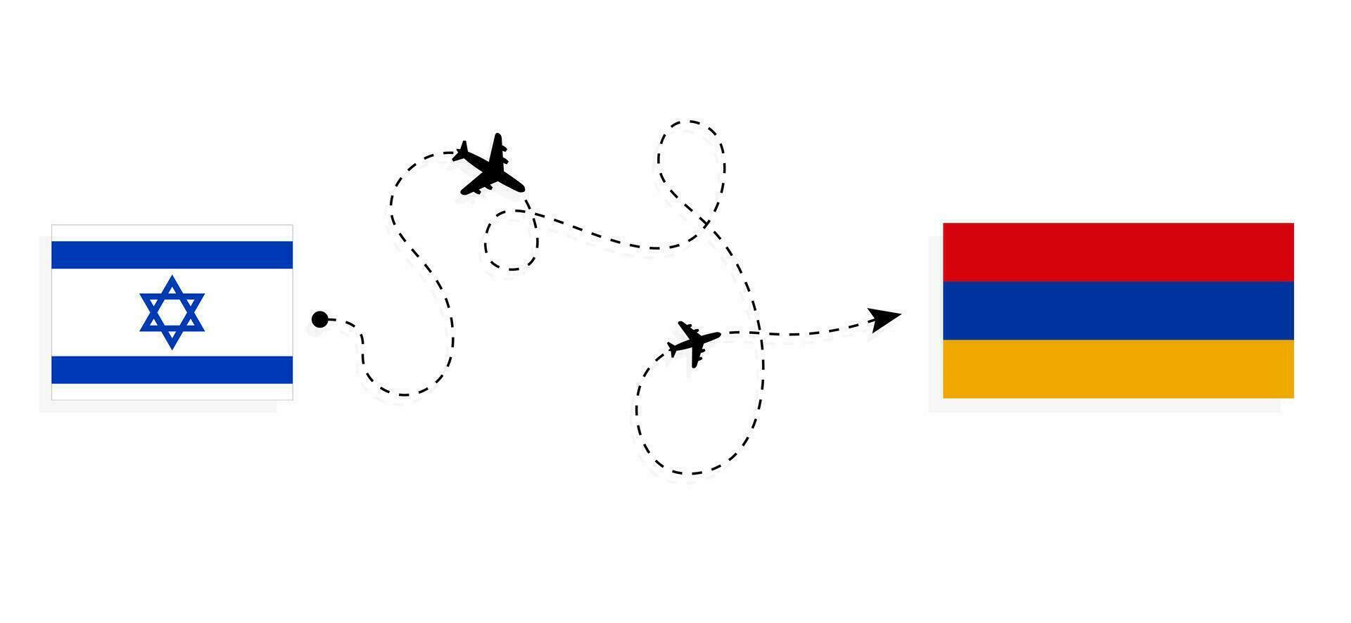 vuelo y viaje desde Israel a Armenia por pasajero avión viaje concepto vector