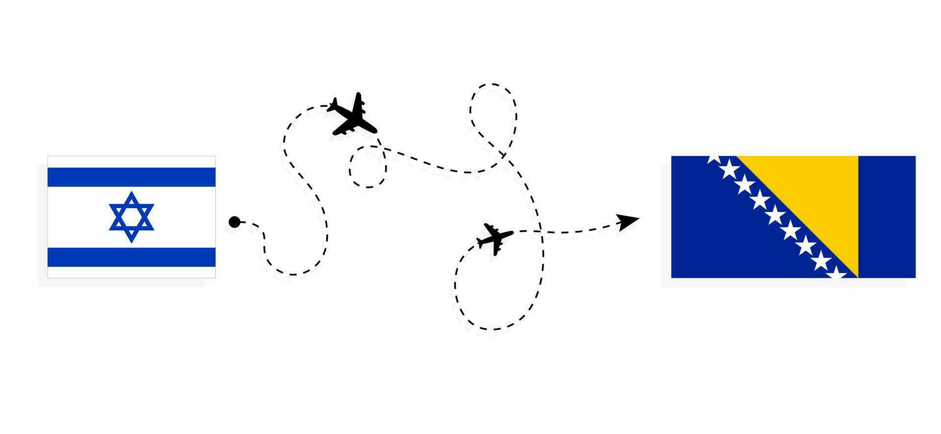 vuelo y viaje desde Israel a bosnia y herzegovina por pasajero avión viaje concepto vector