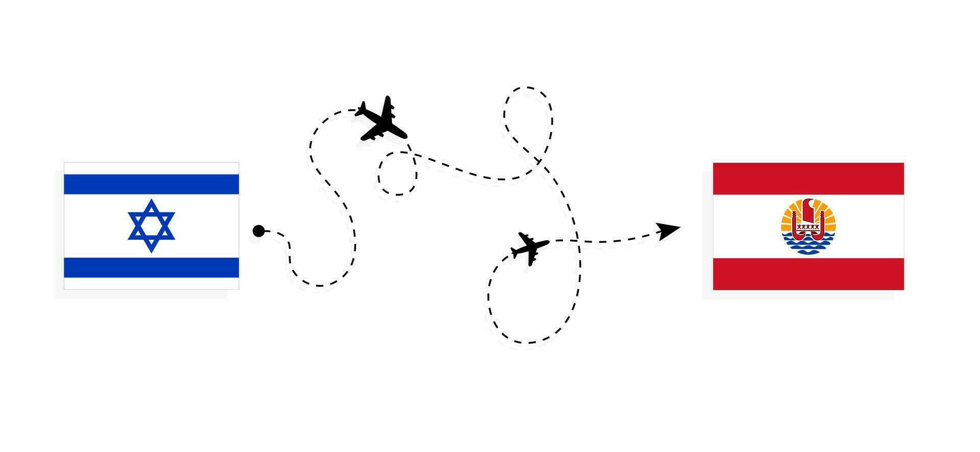 vuelo y viaje desde Israel a francés Polinesia por pasajero avión viaje concepto vector