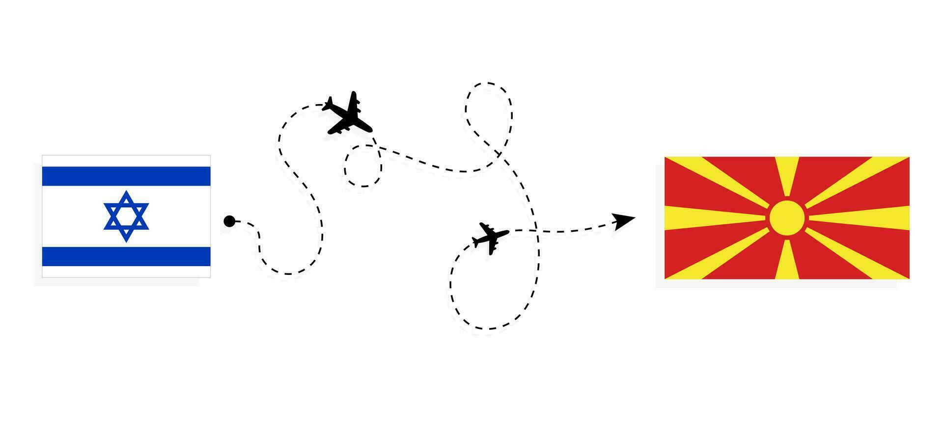 vuelo y viaje desde Israel a macedonia por pasajero avión viaje concepto vector