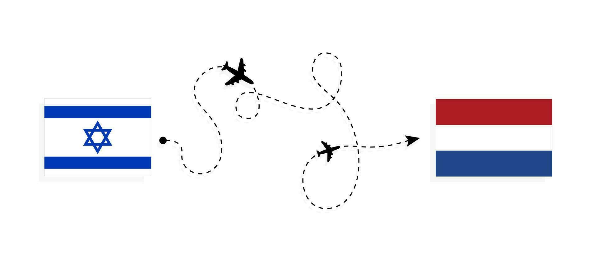 vuelo y viaje desde Israel a Países Bajos por pasajero avión viaje concepto vector