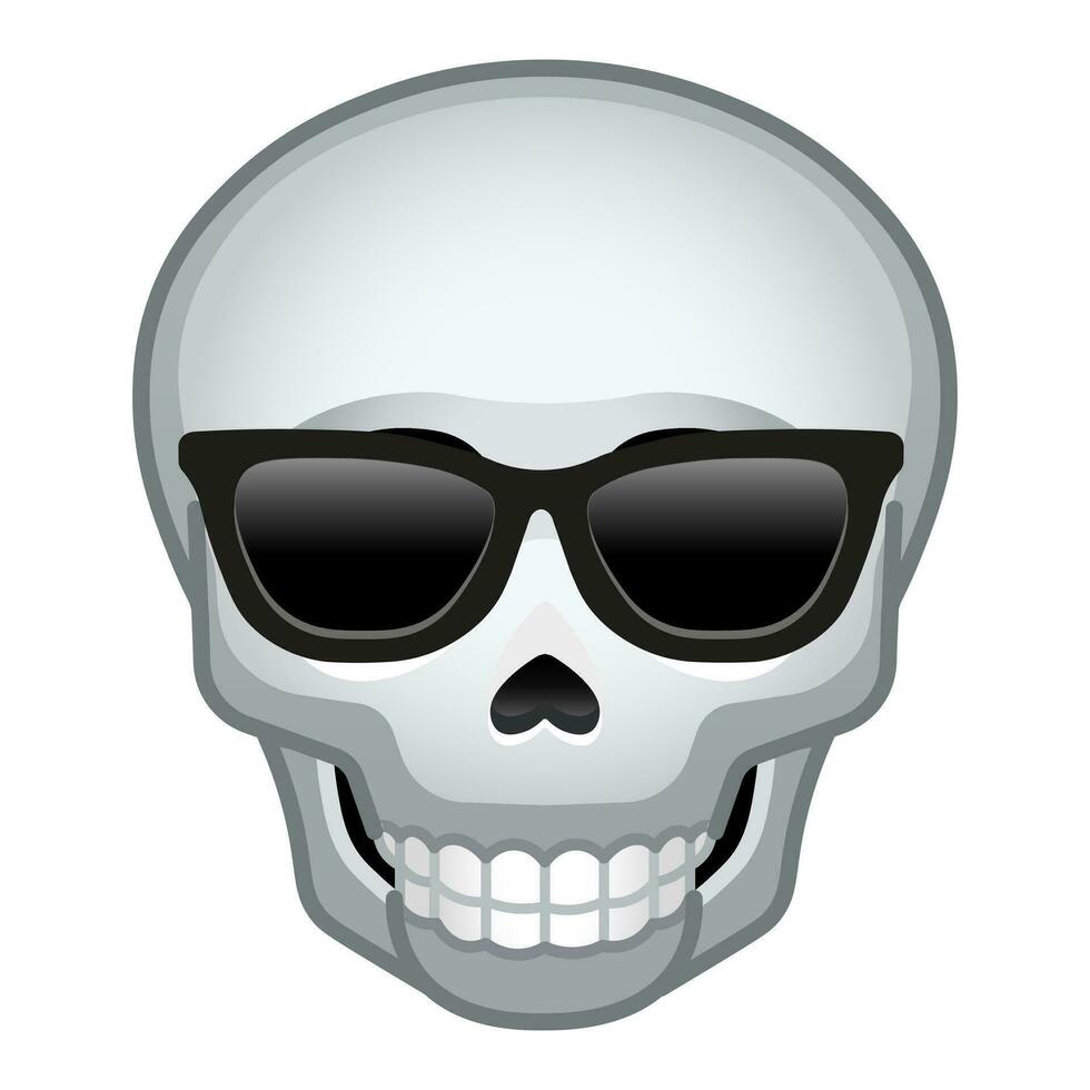 Simple bone skull with sunglasses Large size of emoji skull vector