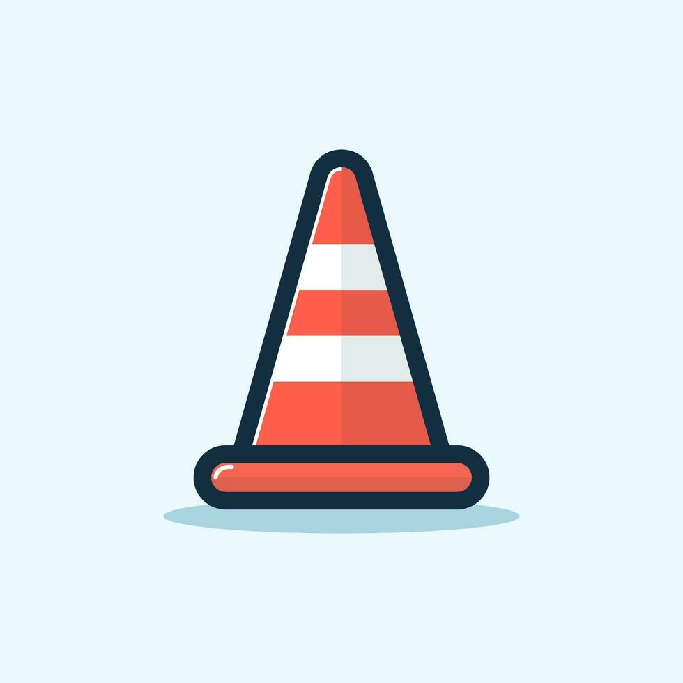 Traffic cone icon. Red stripes safety pylon. Vector illustration