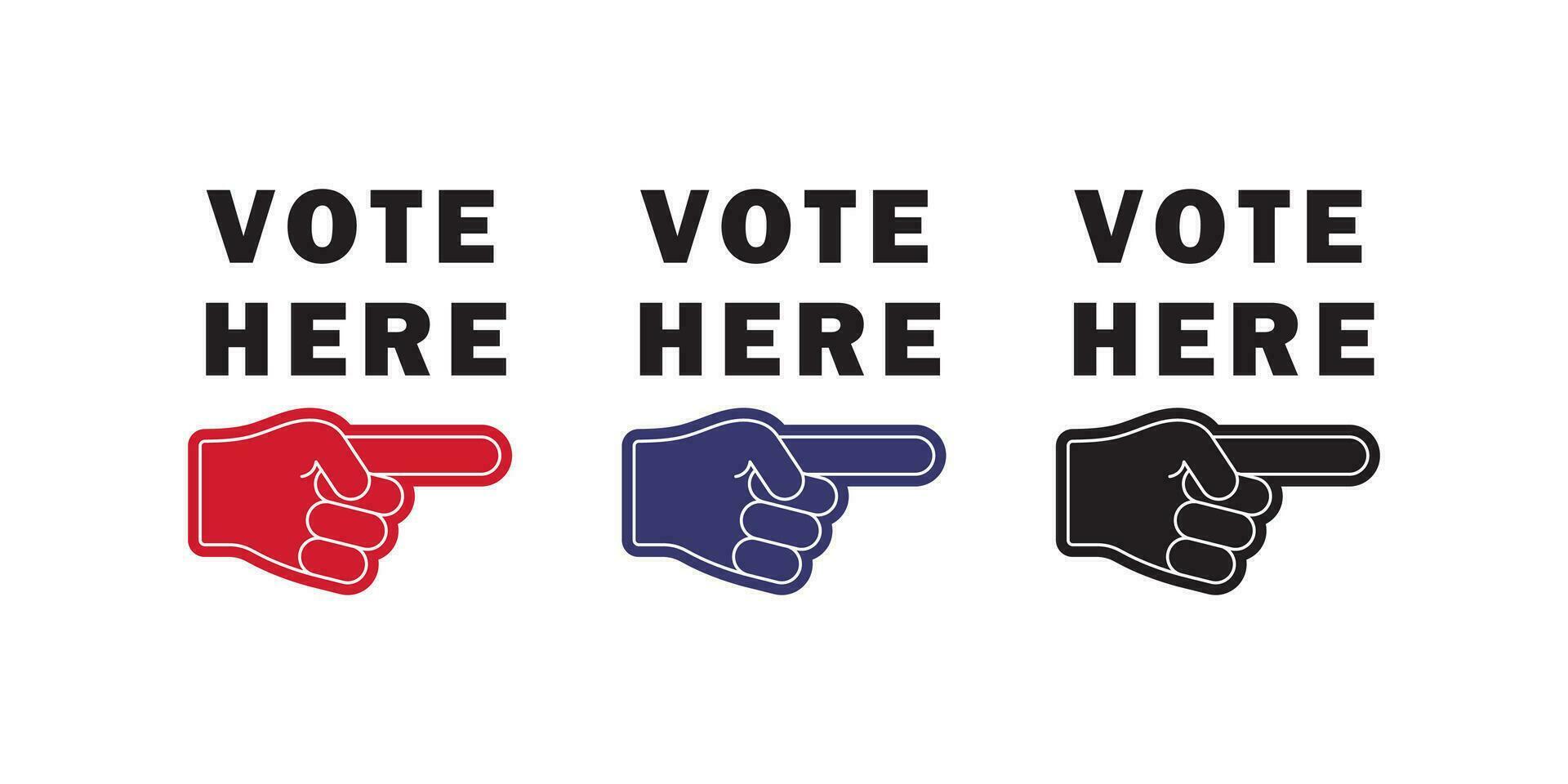 Vote here pointers. US Election and voting. Voting in election. Vector scalable graphics