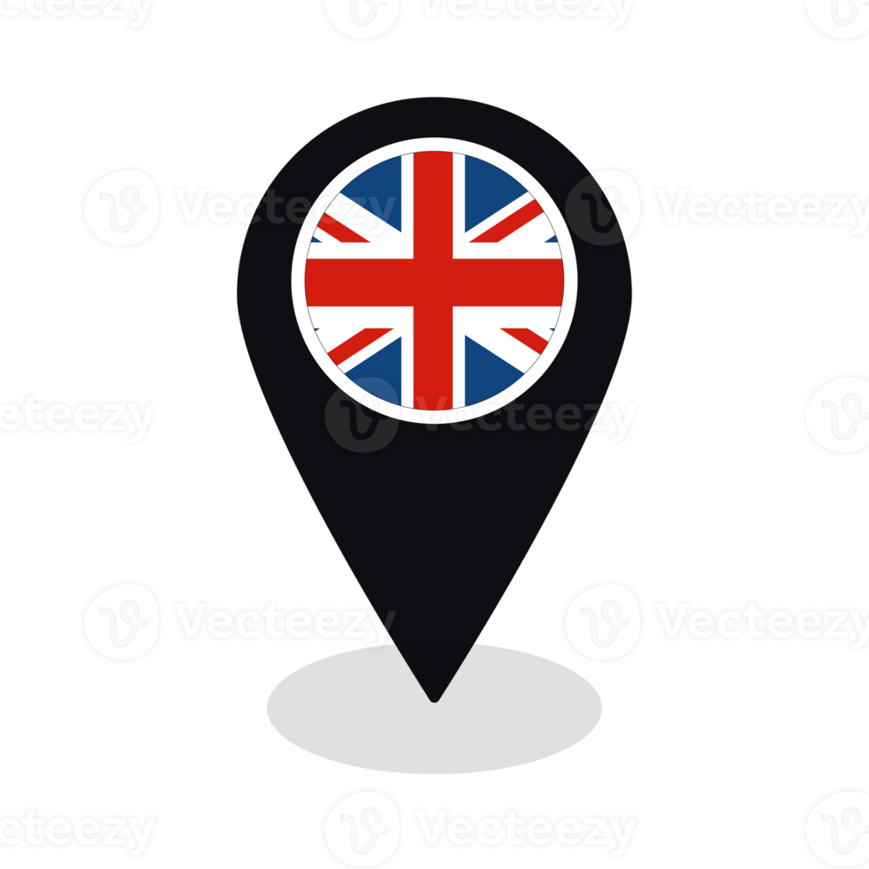 United Kingdom flag on map pinpoint icon isolated png
