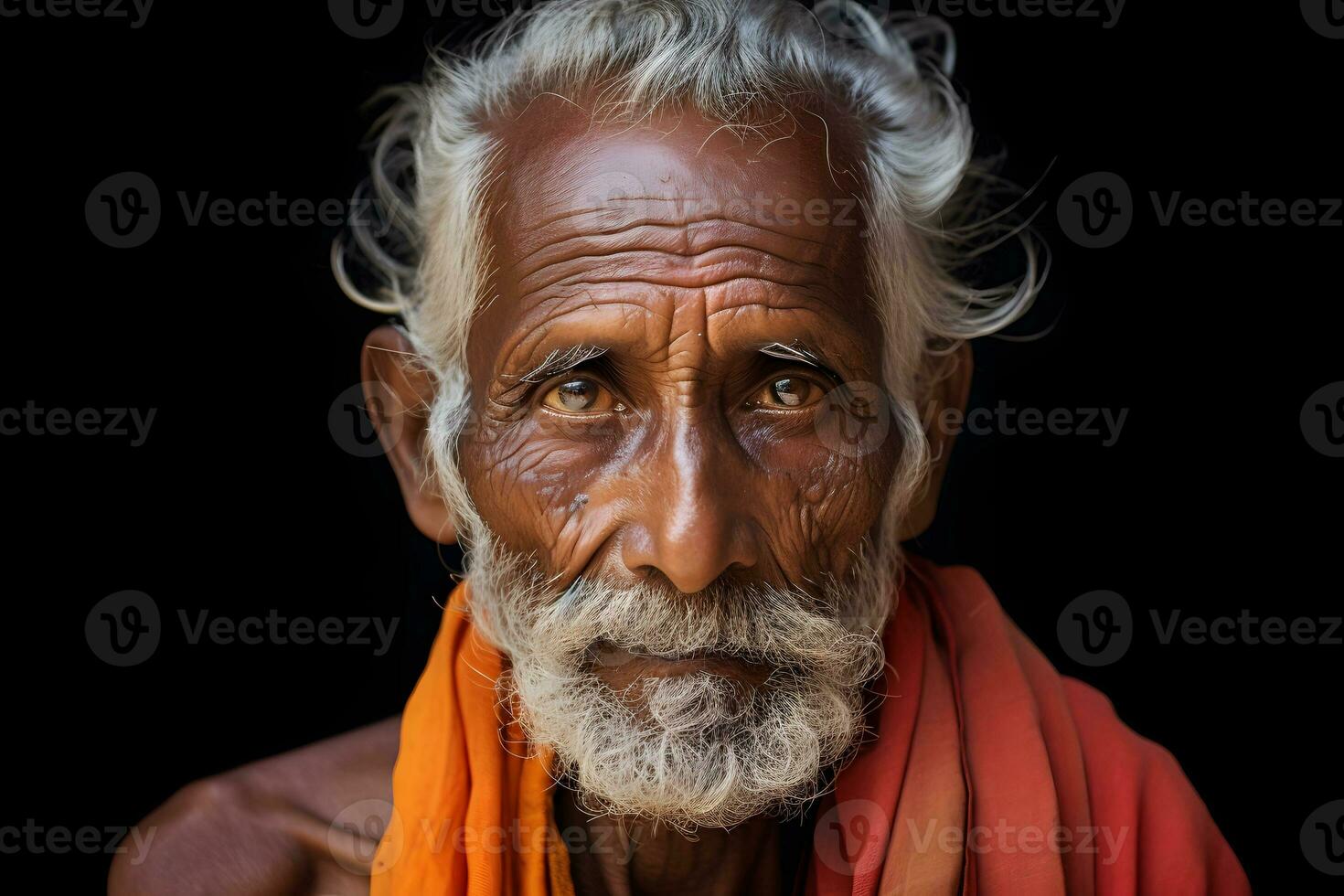 beautiful portrait of an elderly Hindu. AI Generative photo