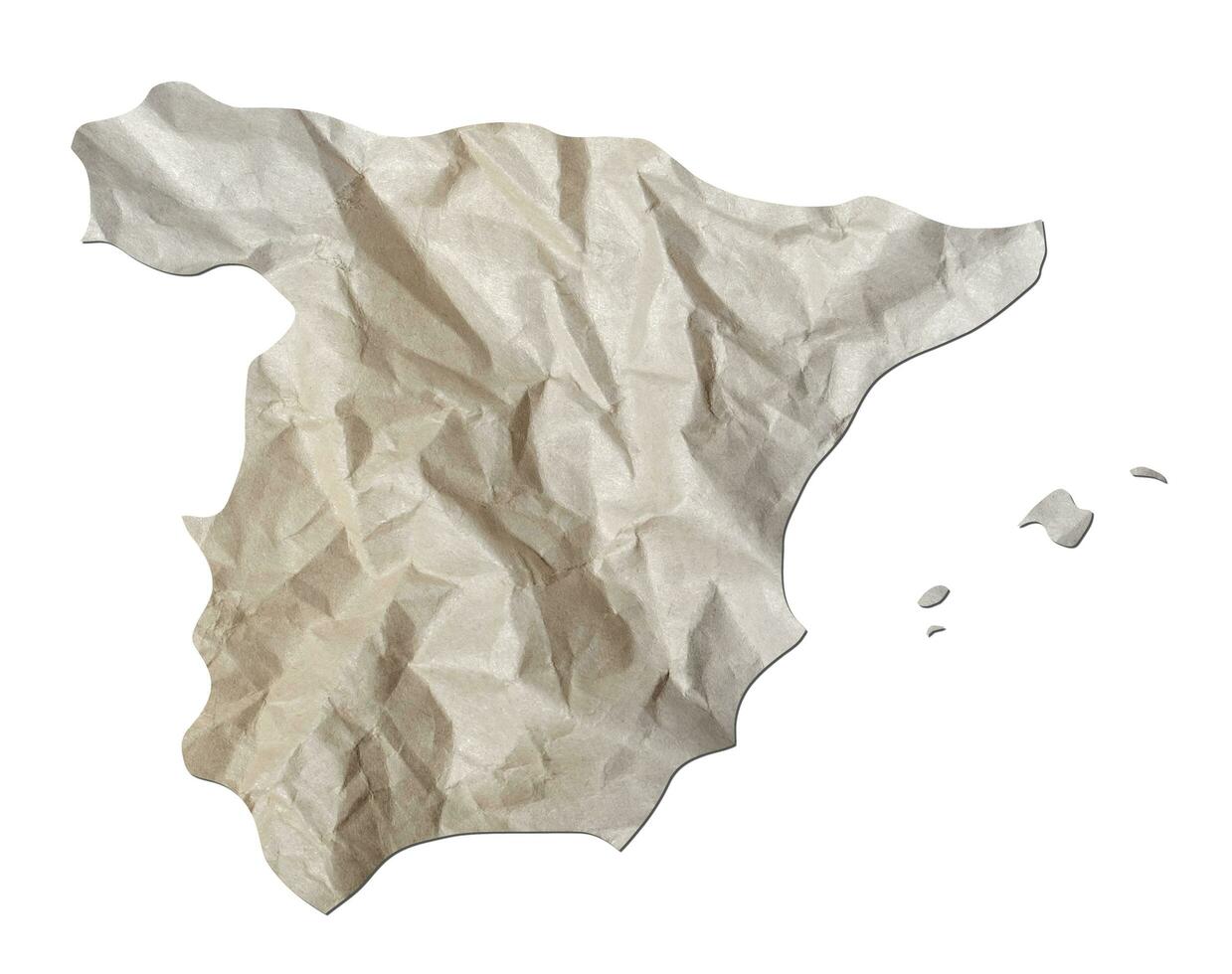 Spain map paper texture cut out on white background. photo