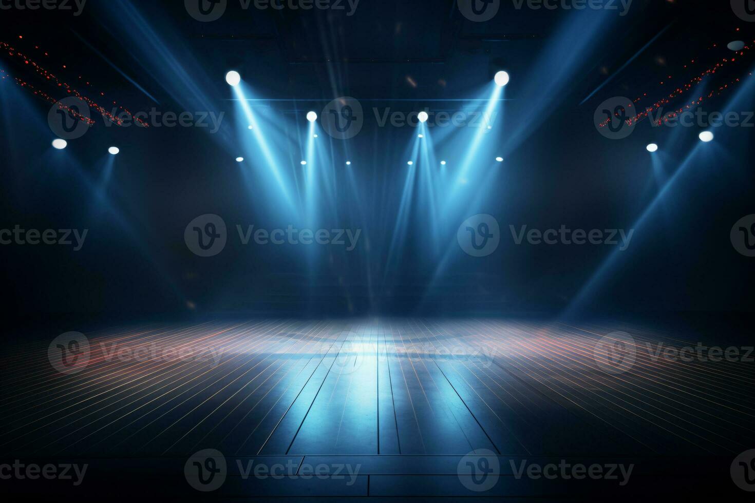 Artistic performances stage light background with spotlight illuminated the stage for contemporary dance. Empty stage with monochromatic colors and lighting design. Entertainment show. Generative AI. photo