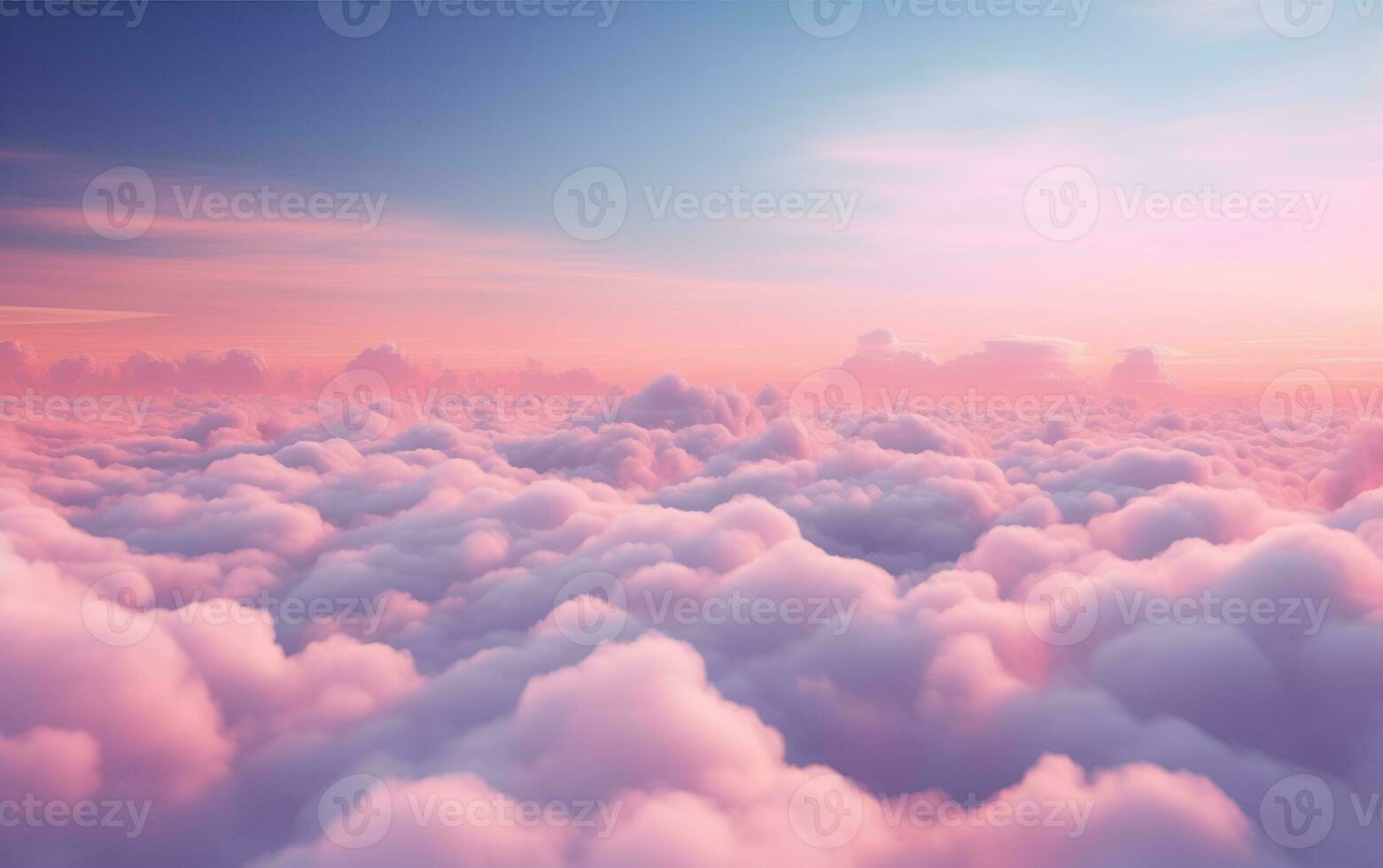 Sunny and fluffy violet color clouds, idyllic. AI Generated photo