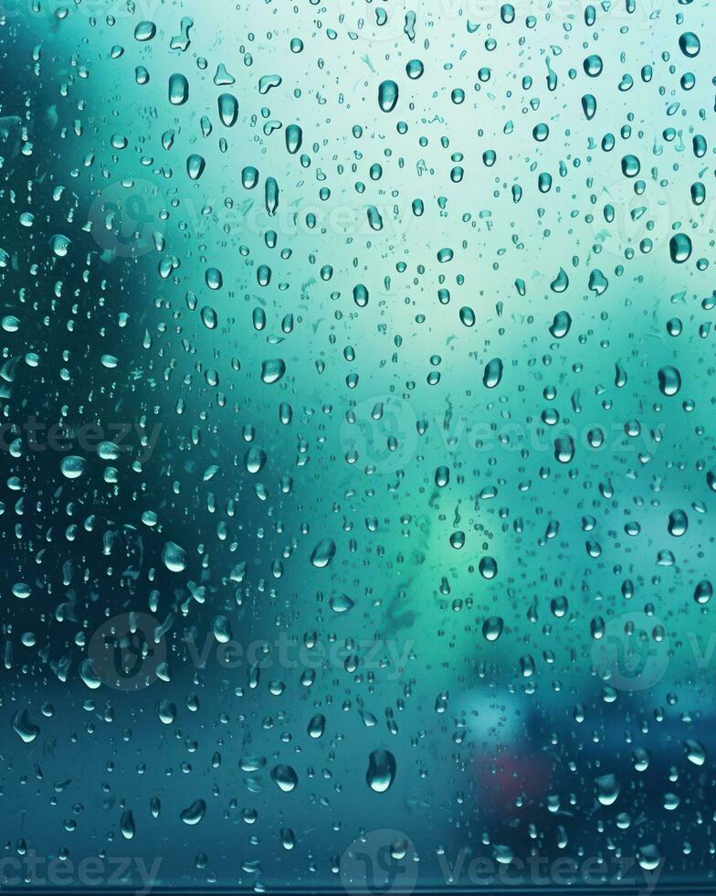 lluvia gotas en un vaso ventana. lluvioso estación. ai generado foto