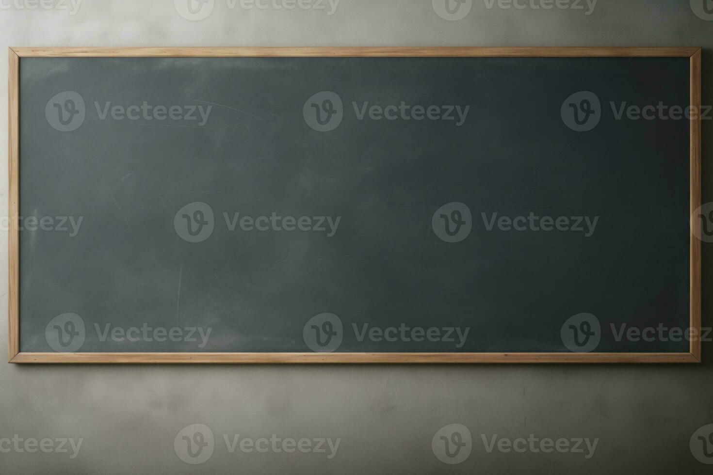 A blank blackboard in a classroom. School concept. AI Generated photo