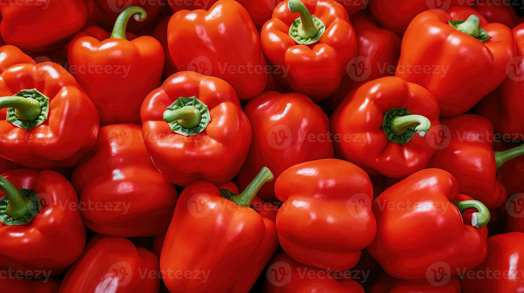 AI Generated Red bell pepper background. Harvest autumn season. Top down view photo