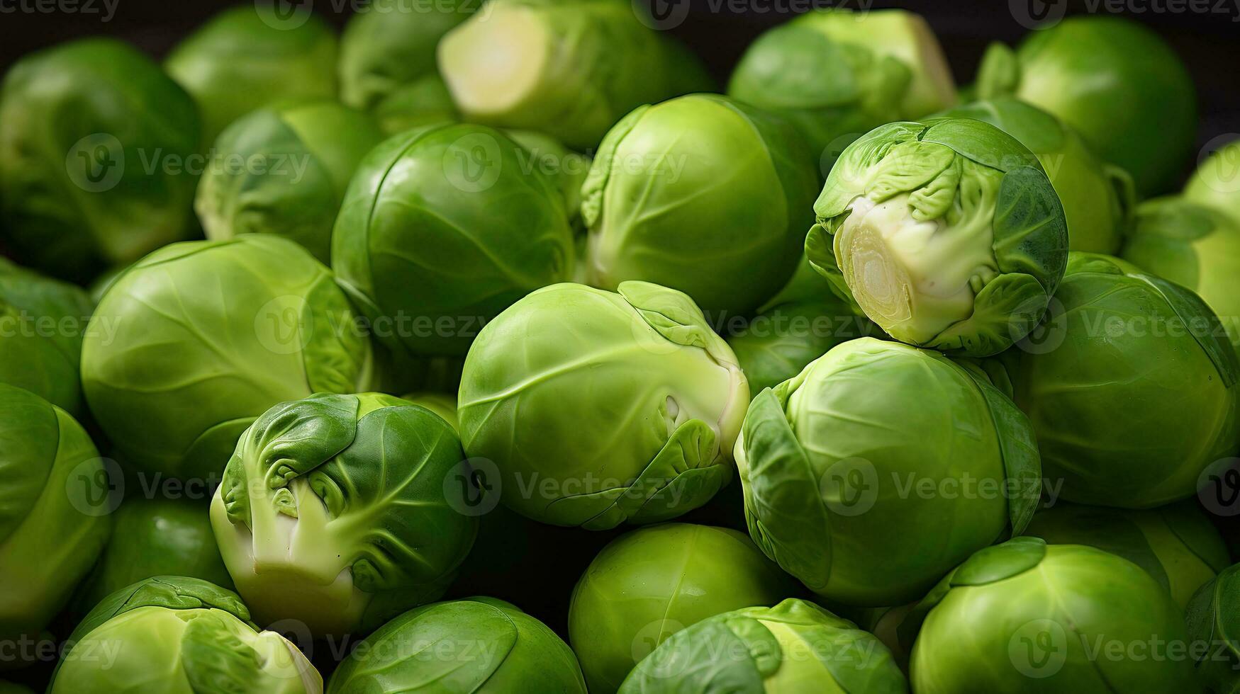 ai generado Bruselas coles antecedentes. cosecha otoño estación. parte superior abajo ver foto