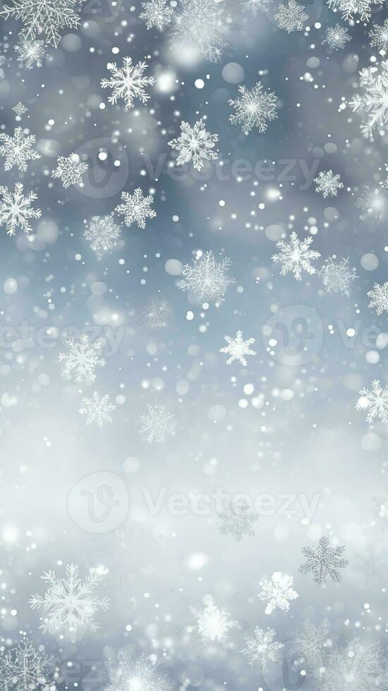 Christmas abstract holiday background with snow on blue, copy space AI Generative photo