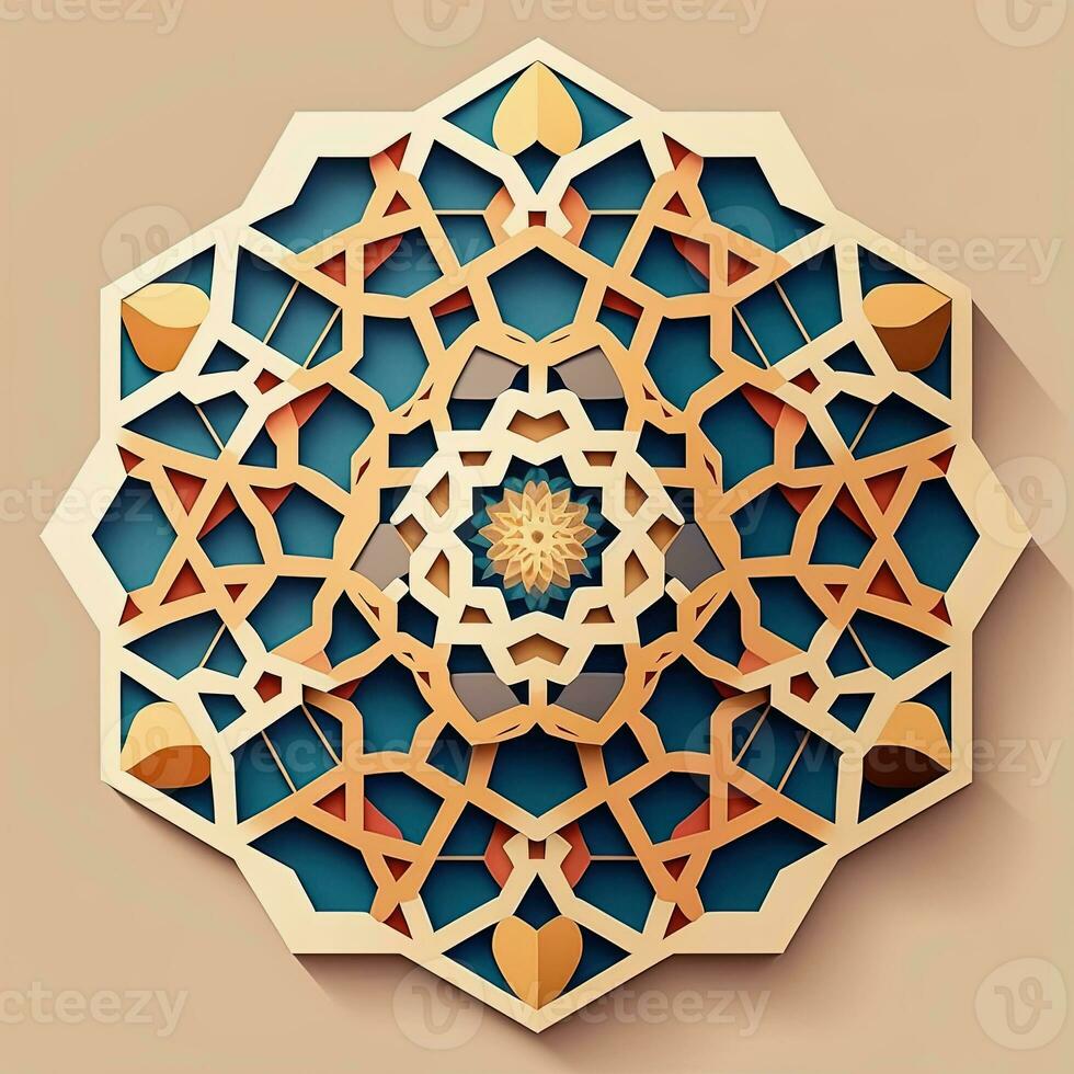 Islamic geometric pattern with triangles and sharp angles. AI Generative photo