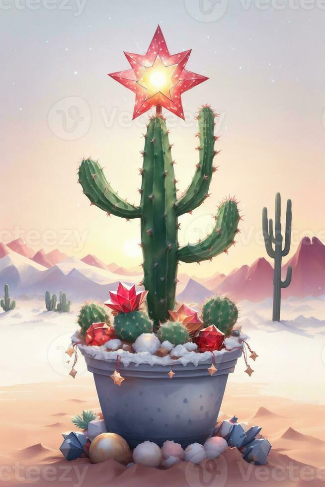 funny graphic for christmas cactus instead of christmas tree photo