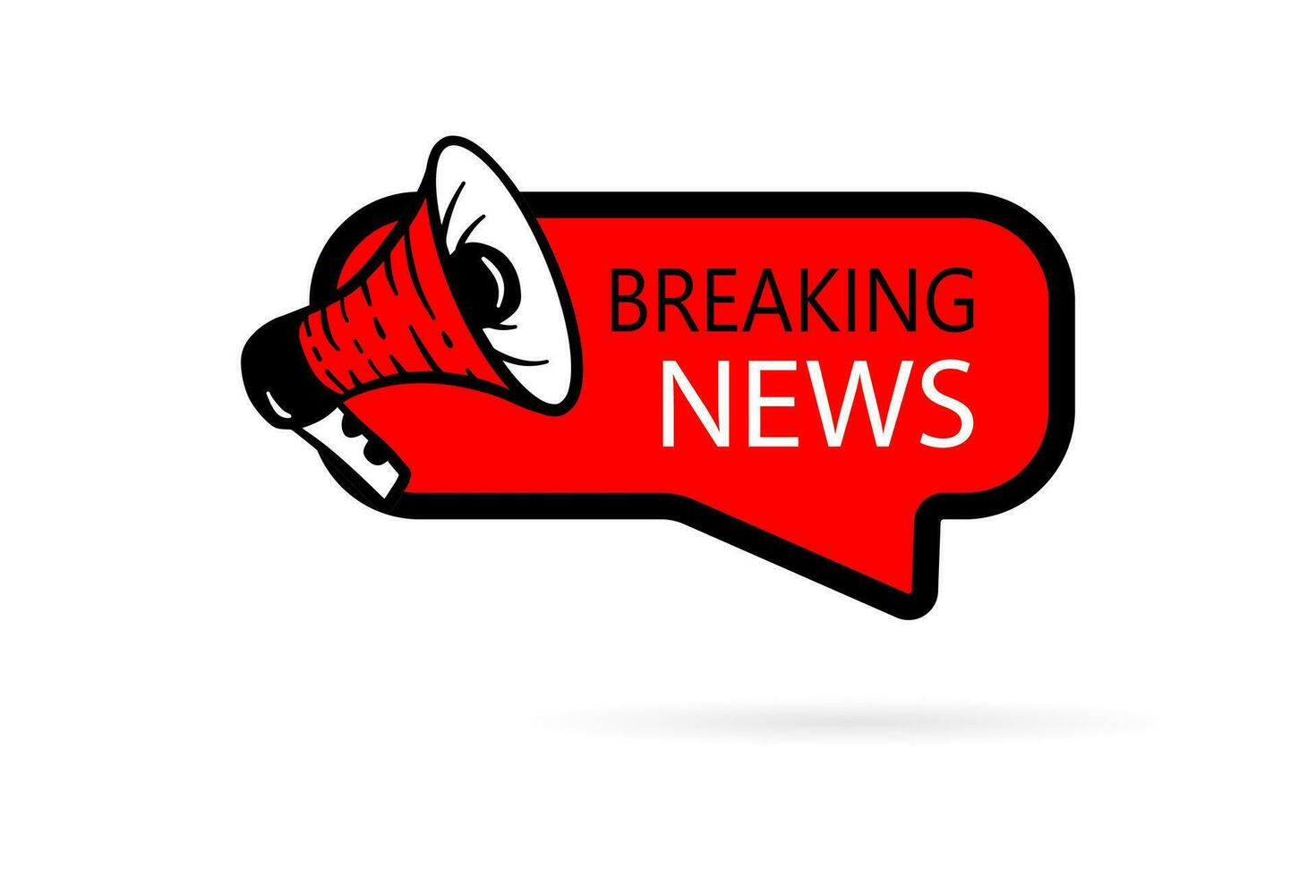 Breaking news sign. Megaphone and speech bubble vector illustration. Simple linear style. Announcement promo tv media icon isolated on white background.