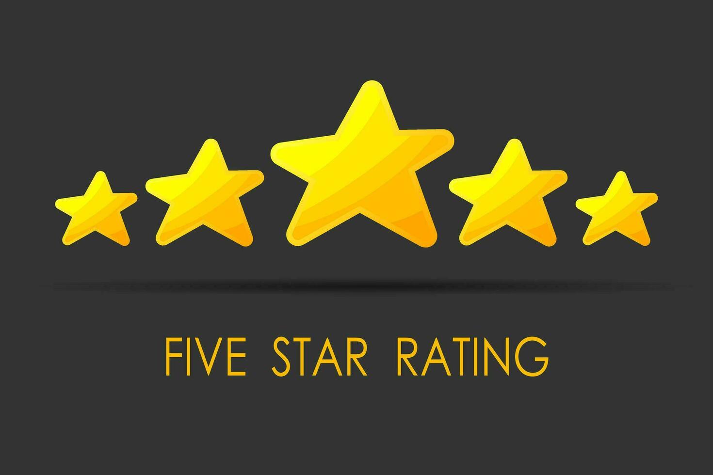 Rating five stars for best excellent services rating for satisfaction. Vector golden 5 star for quality customer rating feedback concept from client employee, product review.