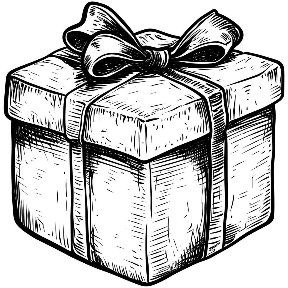 Gift Box Woodcut vector